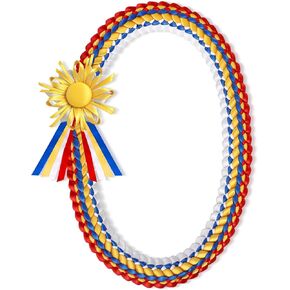 48" Filipino Graduation Leis Graduation Ribbon Lei Class of 2025 Graduation Braided Necklace Handmade Filipino Congrats Graduation Gift Graduates Lei for College Student School Grad Party Supplies in Kuwait