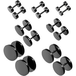 4mm-14mm Mens Womens Stud Earrings Fake Plugs Cheater Illusion Ear Gauges Tunnel 7 Pairs in Kuwait
