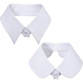 قطعتان من الياقات المزيفة القابلة للفصل، طرازان من الياقات الصناعية للسيدات، ياقات ديكي بيضاء للنساء، بلوزة نصف قميص للفساتين، بلوزة سترة in Kuwait