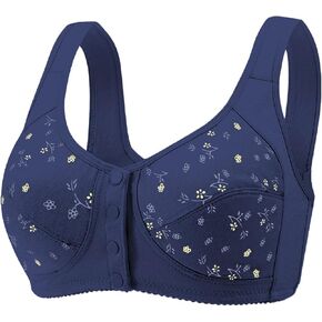 Daisy Bras for Old Women Comfort No Underwire Full Coverage Button Front Closure Support Bralettes Push Up Bra in Kuwait