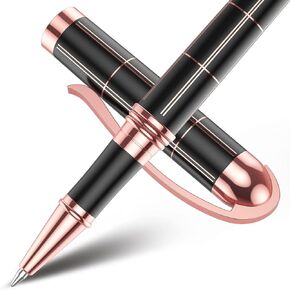 Rose Gold Gel Ink Rollerball Pen-Geometric Stripe Style Copper Grip Metal Pens in Gift Box with 1 Extra Refill,Christmas gift for Women &Men (Black Ink, 0.7mm Fine Point) in Saudi Arabia