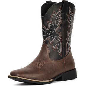 IUV Cowboy Boots for Men Western Boots Square Toe Slip on Embroidered arch support Boot Fashionable Pull On for Spring Fall in Kuwait