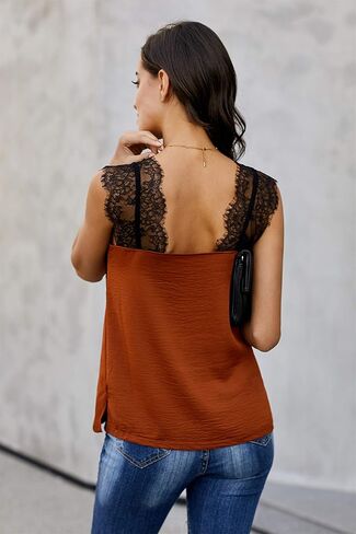 SELINK Women's Lace Strappy V Neck Cami Tank Tops Casual Loose Blouse Shirts in Saudi Arabia