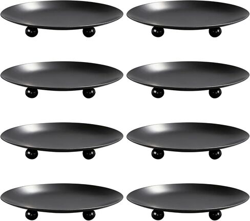 MOAMUN 8 Pack Black Candle Holders for Pillar Candles, Premium Iron Pillar Candle Plates Stand for Led, Wax Candles, Decorative Candle Tray Dish for Spa Weddings Table Centerpiece in Saudi Arabia