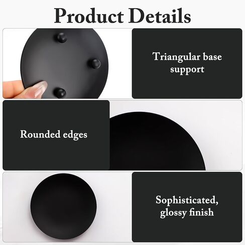 MOAMUN 8 Pack Black Candle Holders for Pillar Candles, Premium Iron Pillar Candle Plates Stand for Led, Wax Candles, Decorative Candle Tray Dish for Spa Weddings Table Centerpiece in Saudi Arabia