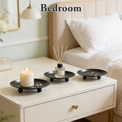 MOAMUN 8 Pack Black Candle Holders for Pillar Candles, Premium Iron Pillar Candle Plates Stand for Led, Wax Candles, Decorative Candle Tray Dish for Spa Weddings Table Centerpiece in Saudi Arabia