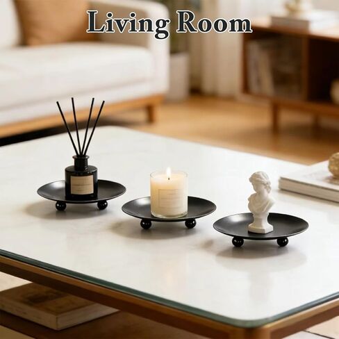 MOAMUN 8 Pack Black Candle Holders for Pillar Candles, Premium Iron Pillar Candle Plates Stand for Led, Wax Candles, Decorative Candle Tray Dish for Spa Weddings Table Centerpiece in Saudi Arabia
