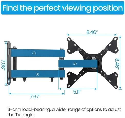 حامل شاشة، حامل تلفزيون على الحائط لشاشات LCD مقاس 14-32 بوصة - دعامة دوارة قابلة للتعديل in Kuwait