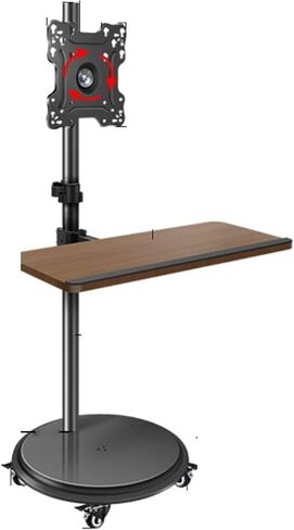 حامل تلفزيون متنقل - مع صينية لوحة مفاتيح وشاشة كمبيوتر وشاشة كمبيوتر وحامل دوار أفقي ورأسي وعربة متنقلة على الأرض in Kuwait