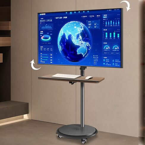 حامل تلفزيون متنقل - مع صينية لوحة مفاتيح وشاشة كمبيوتر وشاشة كمبيوتر وحامل دوار أفقي ورأسي وعربة متنقلة على الأرض in Kuwait
