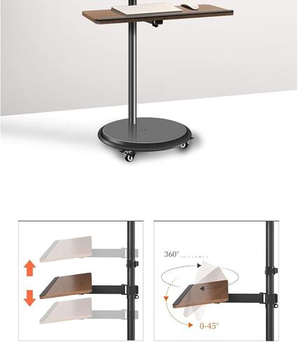 حامل تلفزيون متنقل - مع صينية لوحة مفاتيح وشاشة كمبيوتر وشاشة كمبيوتر وحامل دوار أفقي ورأسي وعربة متنقلة على الأرض in Kuwait