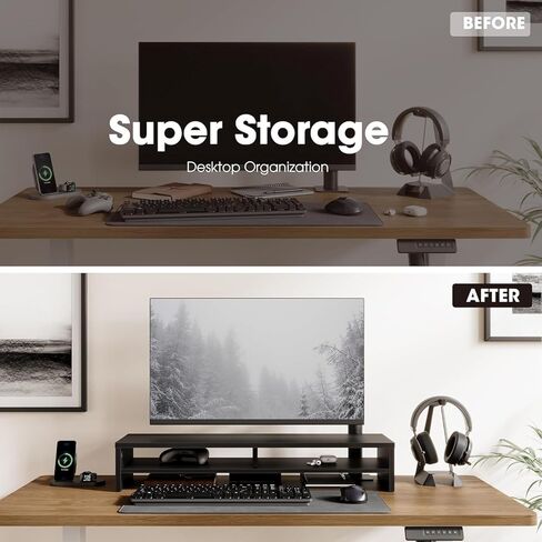 حامل شاشة Fenge، حامل شاشة كمبيوتر 31.5 بوصة للمكتب مع حامل سماعة الرأس لسطح المكتب in Kuwait