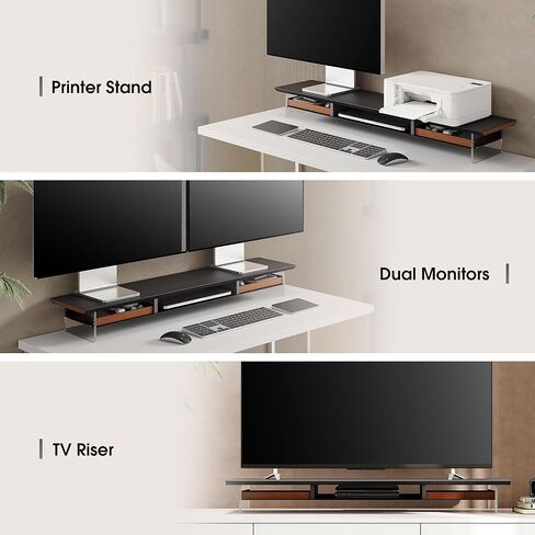 حامل شاشة مزدوج من فينج مع سماعة رأس للمكتب، أسود in Kuwait