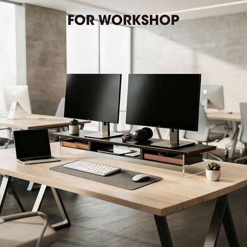 حامل شاشة مزدوج من فينج مع سماعة رأس للمكتب، أسود in Kuwait