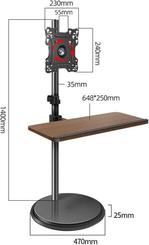 حامل تلفزيون متنقل مع علبة لوحة المفاتيح - شاشة كمبيوتر تلفزيون وحامل أرضي دوار أفقي ورأسي in Kuwait