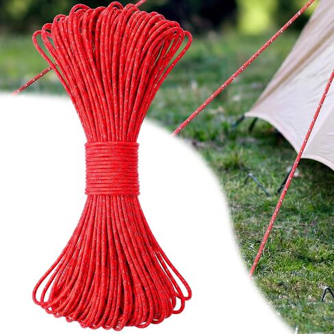 SATINIOR 98 ft Uhmwpe Reflective Rope 2mm 400kg Breaking Strain 16 Strand Braided Tent Guy Guide Reflective Cord Ultra Light for Sailing Dinghy Yachting Cruising Camping Kite Surfing Hiking(Yellow) in Saudi Arabia