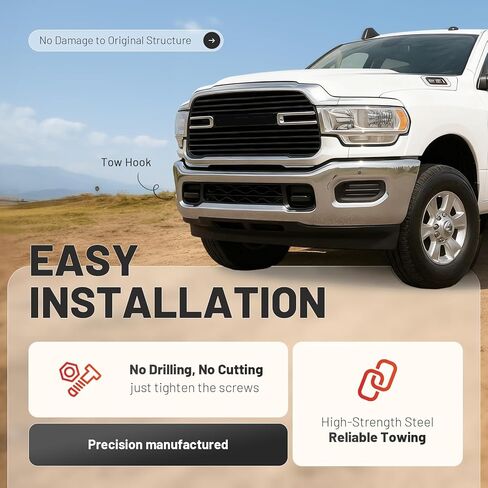 Front Tow Hooks Compatible with 2019-2026 Ram 2500/3500 Truck Recovery Replacement for 68349551AD Black Steel (Set of 2) in Kuwait