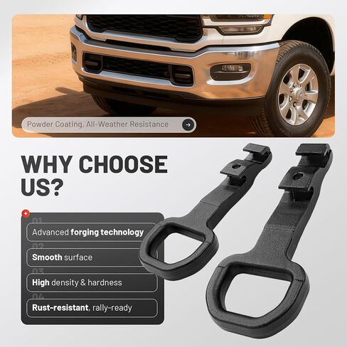 Front Tow Hooks Compatible with 2019-2026 Ram 2500/3500 Truck Recovery Replacement for 68349551AD Black Steel (Set of 2) in Kuwait