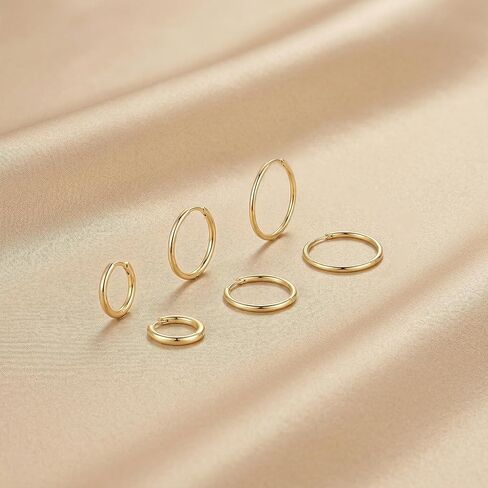 14K Gold Hoop Earrings for Women 14K Gold Earrings for Women Small Gold Hoop Earring for Womens Hoops Clean Circular Design with Smooth Lines Hoops Earring for Womens 15/19/23mm in Saudi Arabia