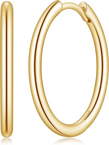 14K Gold Hoop Earrings for Women 14K Gold Earrings for Women Small Gold Hoop Earring for Womens Hoops Clean Circular Design with Smooth Lines Hoops Earring for Womens 15/19/23mm in Saudi Arabia