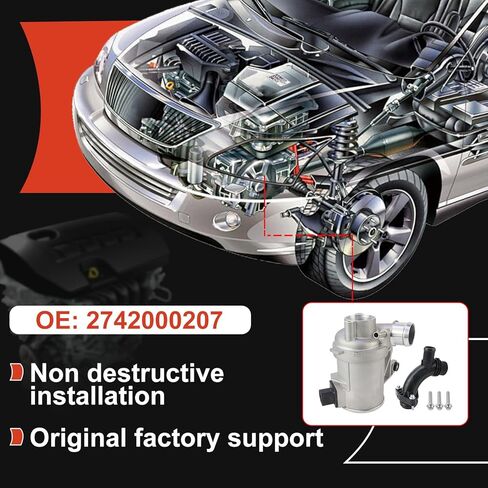 MUNIK Water Pump + Connector For Mercedes-Benz CLS260, C180, C200, C300, E200, E260, E300, GLC200, GLC300, SLC200, SLC260, SLC300 Peat# 2742000207, 2742000256 in Saudi Arabia