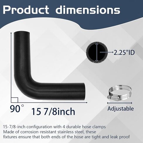 خرطوم عنق حشو وقود البنزين 2 1/4 بوصة مع 4 مشابك - استبدال خرطوم خزان الغاز بطول 15 7/8 بوصة (2.25 بوصة معرف 90 درجة) in Kuwait