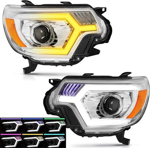 ELH 500% Brighter LED Projector Headlight Assemblies Fit For 2012-2015 Toyota Tacoma w/LED DRL Sequential Turn Light Headlamp (RGB Breathing LED Design Activates Exclusively During Startup) in Kuwait