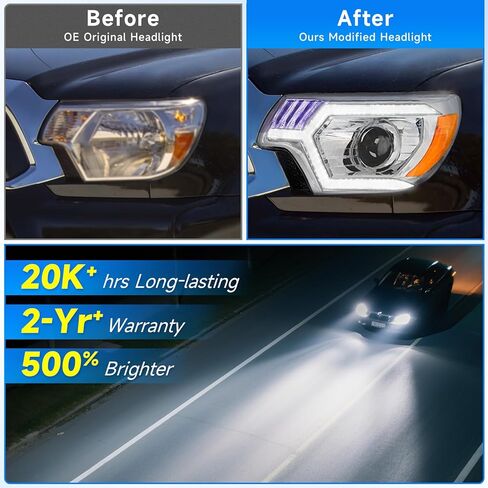 ELH 500% Brighter LED Projector Headlight Assemblies Fit For 2012-2015 Toyota Tacoma w/LED DRL Sequential Turn Light Headlamp (RGB Breathing LED Design Activates Exclusively During Startup) in Kuwait