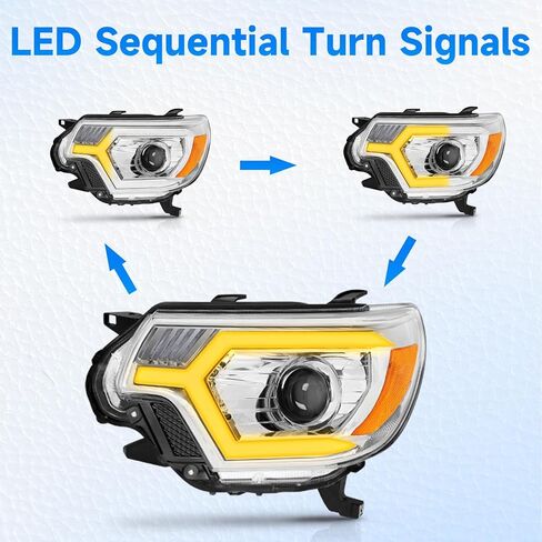 ELH 500% Brighter LED Projector Headlight Assemblies Fit For 2012-2015 Toyota Tacoma w/LED DRL Sequential Turn Light Headlamp (RGB Breathing LED Design Activates Exclusively During Startup) in Kuwait