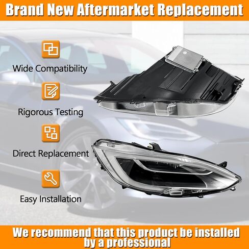 105357100F Right LED Headlight w/AFS Compatible with Tesla Model S 2016-2021 Passenger Side Adaptive Headlamp Replace 1053571-00-F in Kuwait