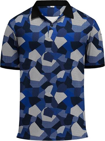 KUYIGO Men's Polo Shirts Moisture Wicking Performance Short Sleeve UPF 40+ Lightweight Print Golf Shirts Athletic Casual in Kuwait