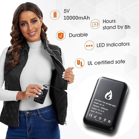 سترة نسائية مُدفأة قابلة لإعادة الشحن مع حزمة بطارية متضمنة معطف مُسخن كهربائيًا بقصة ضيقة، سترات نسائية مُدفأة مقاس S M L in Kuwait