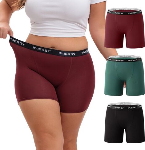 INNERSY Women's Plus Size High Waisted Boxer Briefs Soft Breathable Boy Shorts Underwear 3-Pack in Saudi Arabia