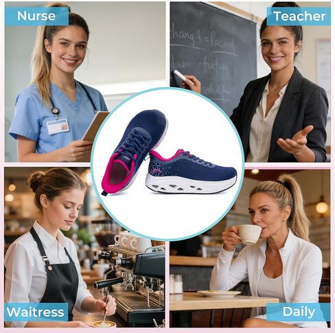 Wide Walking Shoes for Women Arch Support Sneakers Plantar Fasciitis Orthotic Tennis Shoes for Foot Pain Relief, US Size 6-11 in Saudi Arabia