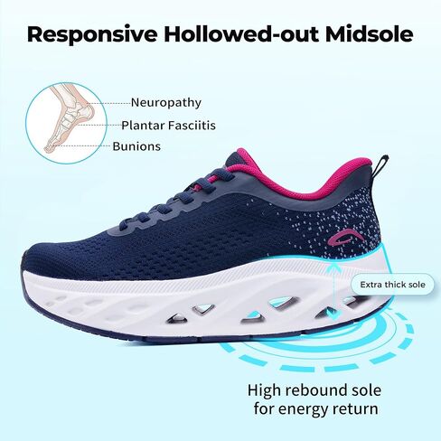 Wide Walking Shoes for Women Arch Support Sneakers Plantar Fasciitis Orthotic Tennis Shoes for Foot Pain Relief, US Size 6-11 in Saudi Arabia
