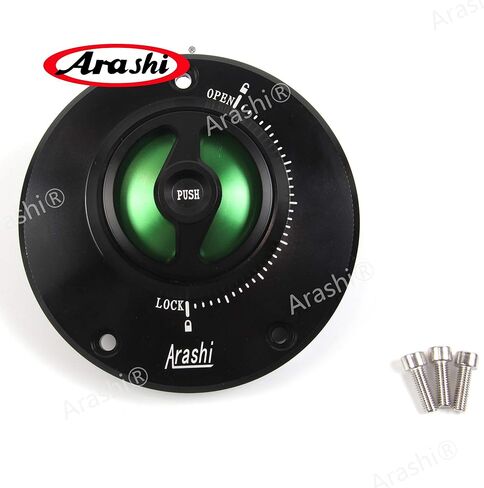 Arashi CNC Keyless Fuel Tank Gas Cap Cover for Kawasaki Ninja ZX10R, ZX1400, ZX14R, ZZR1400, ZX6R ZX636, ZX6RR, ZX9R, ZZR1200, ZZR600, ER400 ER4N, VERSY.S 650, VERSY.S 1000 Green in Kuwait