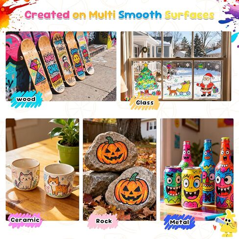 12 Colors Jumbo Poster Markers 15MM, Metallic Waterproof Graffiti Marker Pens, Acrylic Paint Liquid Chalkboard Markers, Erasable&Fabric Permanent Pens Wide Tip for Clothes Glass & Outdoor Car Windows in Saudi Arabia