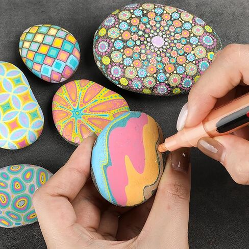 Pastel Acrylic Paint Markers, 12 Colors, 3mm Medium Tip, High Opacity Acrylic Paint Pens, Waterproof, Non Toxic, Smooth Ink Flow for Rock, Wood, Glass, Fabric, Canvas, Metal, DIY Art Crafts in Kuwait