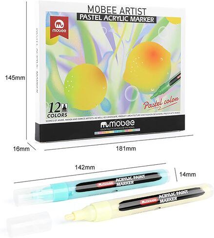 Pastel Acrylic Paint Markers, 12 Colors, 3mm Medium Tip, High Opacity Acrylic Paint Pens, Waterproof, Non Toxic, Smooth Ink Flow for Rock, Wood, Glass, Fabric, Canvas, Metal, DIY Art Crafts in Kuwait