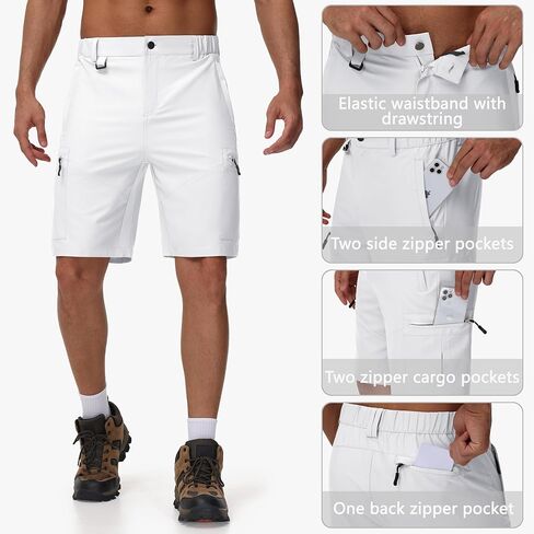 JWM Men's 9" Hiking Cargo Shorts -White L in Kuwait