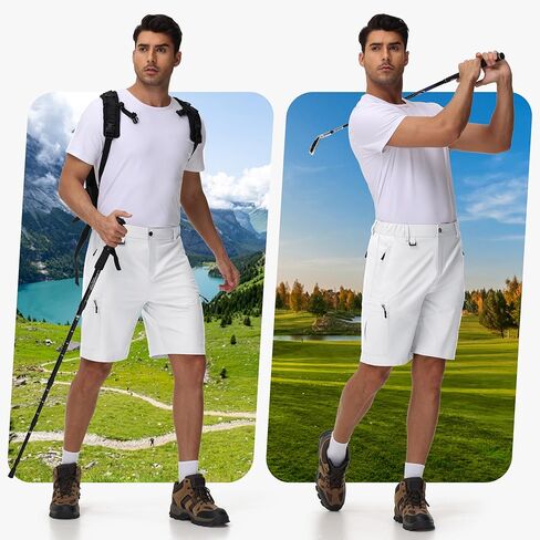 JWM Men's 9" Hiking Cargo Shorts -White L in Kuwait