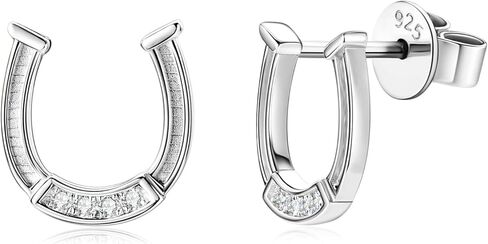 AINUOSHI Moissanite Lucky Horseshoe Earrings 925 Sterling Silver Hypoallergenic Dainty Stud Earrings for Women Birthday Gift With GRA Certificate in Saudi Arabia