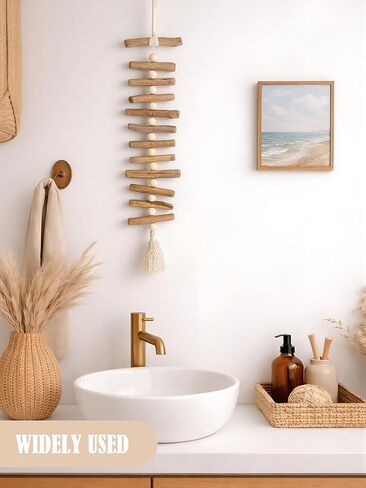 Yerliker خشبي Driftwood جدار ديكور Driftwood جدار معلق خشب إكليل للحرف اليدوية الريفية الساحلية الفن المحيط شاطئ غرفة ديكور للمنزل غرفة المعيشة غرفة نوم منزل الشاطئ والهدايا in Kuwait