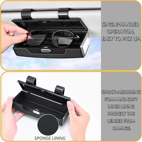 Car Sunglasses Holder for Sun Visor, Button Leather Eyeglass Hanger and Interior Storage Box in Saudi Arabia