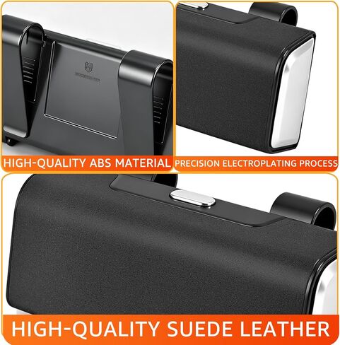Car Sunglasses Holder for Sun Visor, Button Leather Eyeglass Hanger and Interior Storage Box in Saudi Arabia