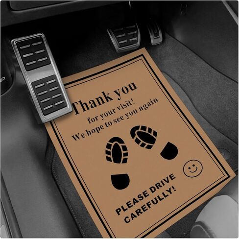 Sun Walker 50 PCS Car Paper Floor Mats, 16 x 20 Inch Disposable Auto Carpet Protector with Footprint Words, Waterproof Temporary Floor Protective Pads for Detailing Detail Wash (White) in Kuwait