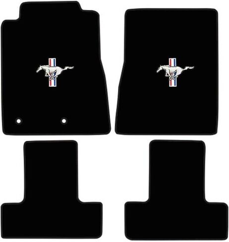 ACC Mats Compatible with 2015-2019 Ford Mustang - 4 PC Black Carpet Floor Mat Set w/Pony Tri-Bar Logo on Front Mats in Kuwait