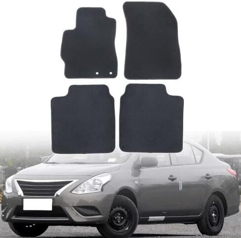 مجموعة كاملة من سجادات أرضية السيارة من GXARTS لحماية جميع الأحوال الجوية متوافقة مع Nissan Versa 2012 2013 2014 2015 2016 2017 2018 2019 | سجادات سيارة سوداء مقاومة للماء مع ظهر مضاد للانزلاق in Saudi Arabia