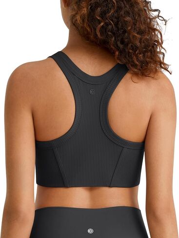 G4Free Ribbed Crewneck Sports Bras Padded for Women - Racerback Crop Tank Tops Workout Yoga Medium Impact in Saudi Arabia