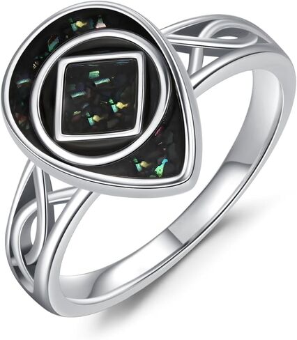 CHENGHONG NA Sobriety Gifts 925 Sterling Silver Abalone Ring AA Alcoholics Anonymous NA Narcotics Ring Recovery Jewelry for Women in Kuwait